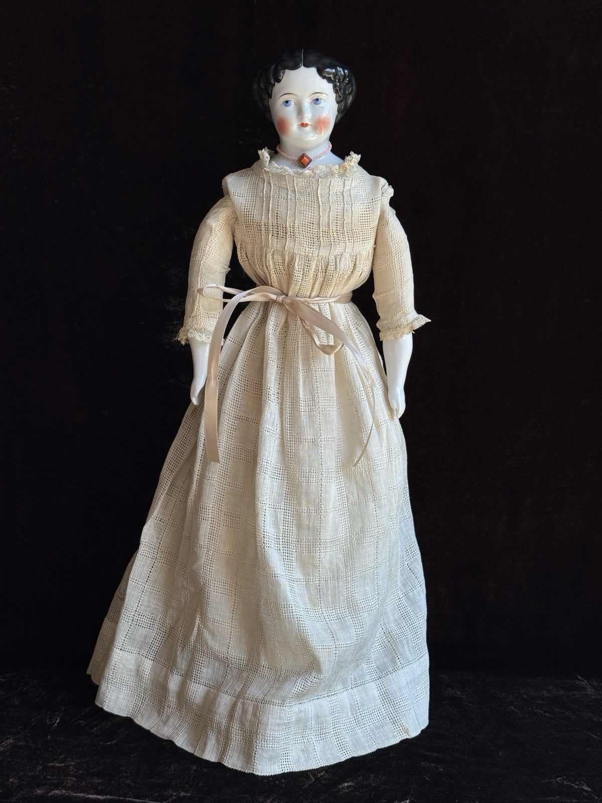 Antique German 19” Flat Top Highbrow China Shoulder Head Doll