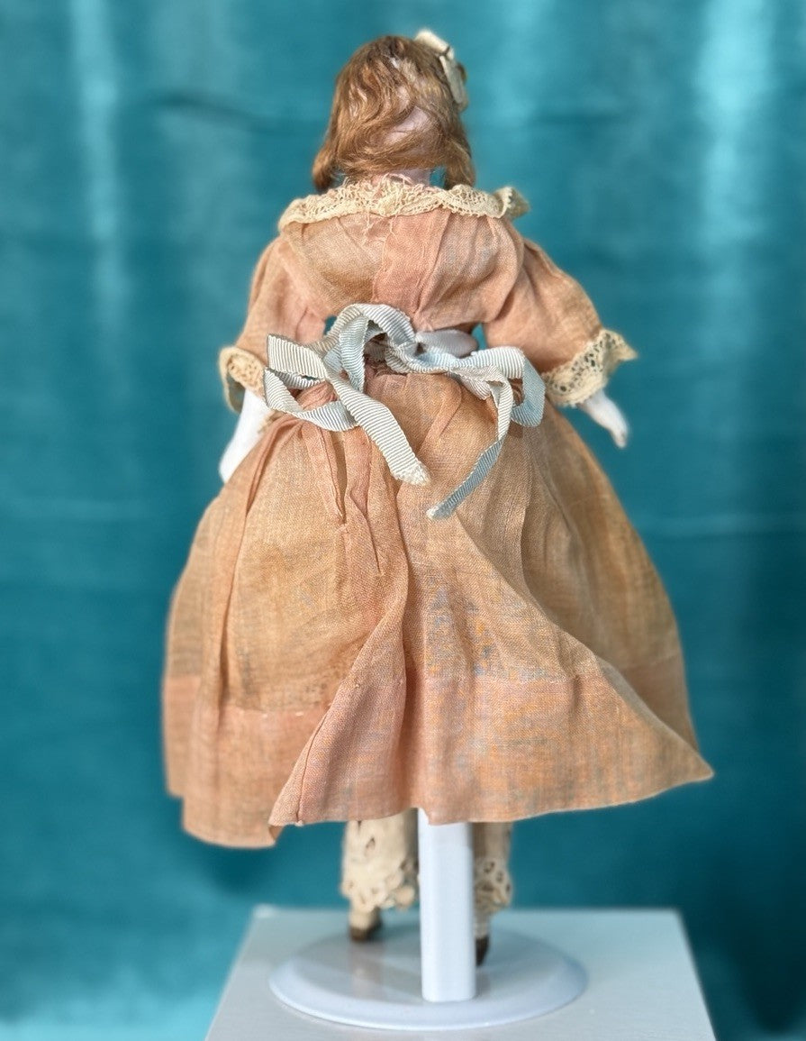 Antique German Bisque Cloth Miniature Dollhouse 9” Doll