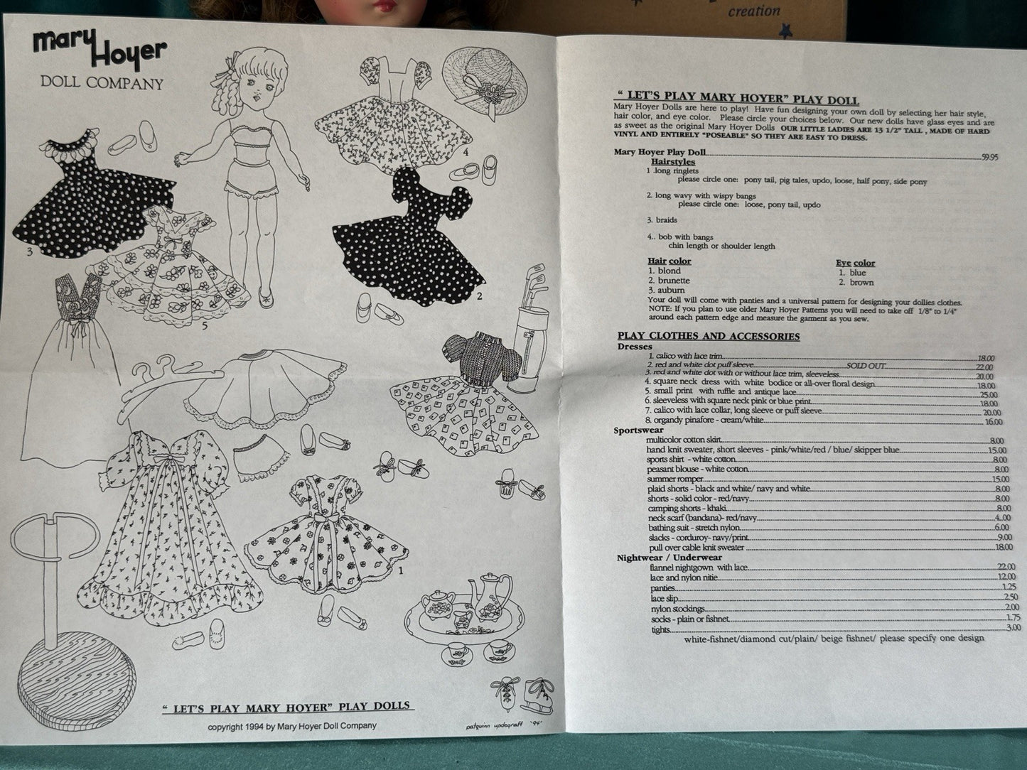 Modern Mary Hoyer Mary Lynne Vinyl Doll LE 200 Box/COA For Luncheon 1995