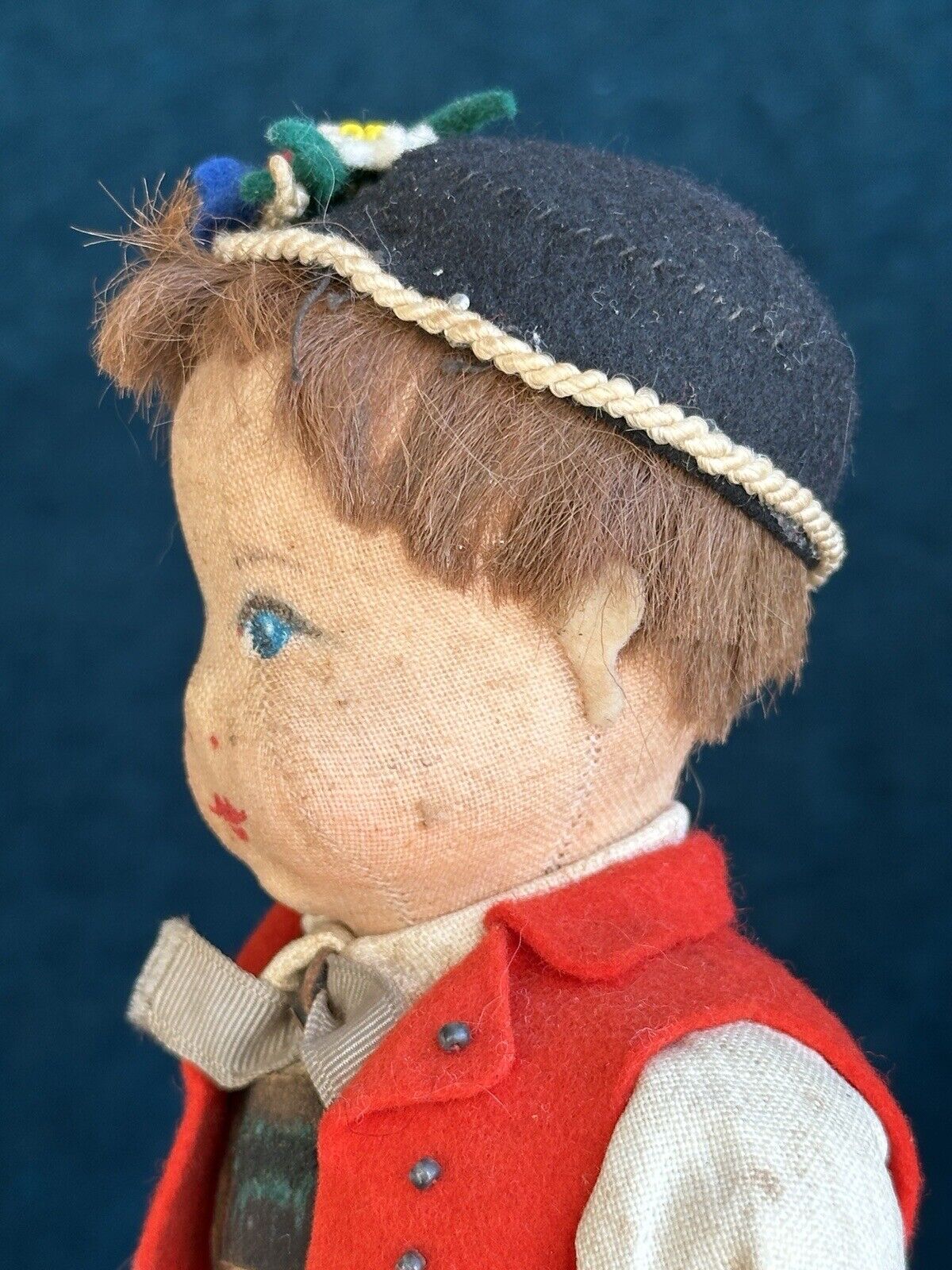 Unidentified Vintage 11” European Cloth Rag Boy Doll