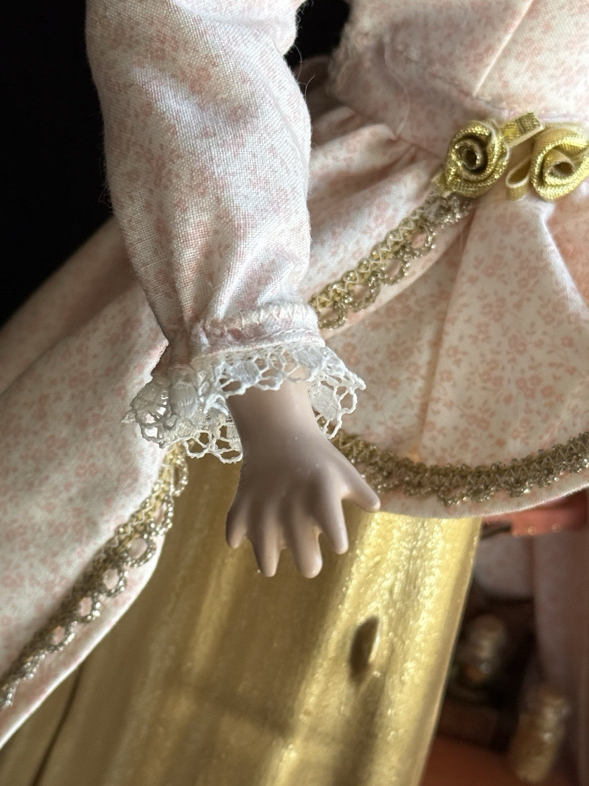 Porcelain Compo Reproduction of Antique French Doll with Surprise Skirt