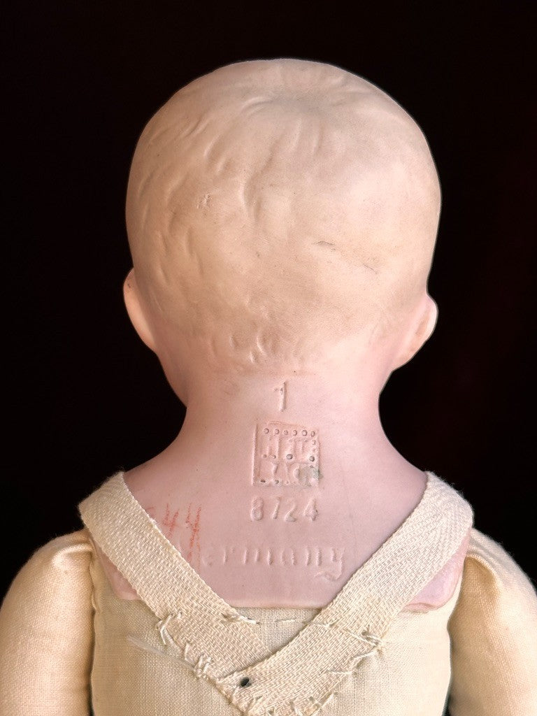 Antique German 12.5” Gebruder Heubach 8724 Bisque Head Character Boy Doll