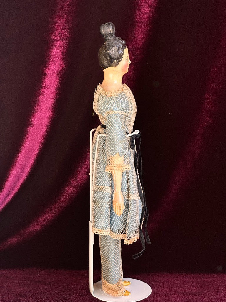 Antique German 12.75” Papier Mache Milliner’s Model Apollo Knot Coiffure Doll