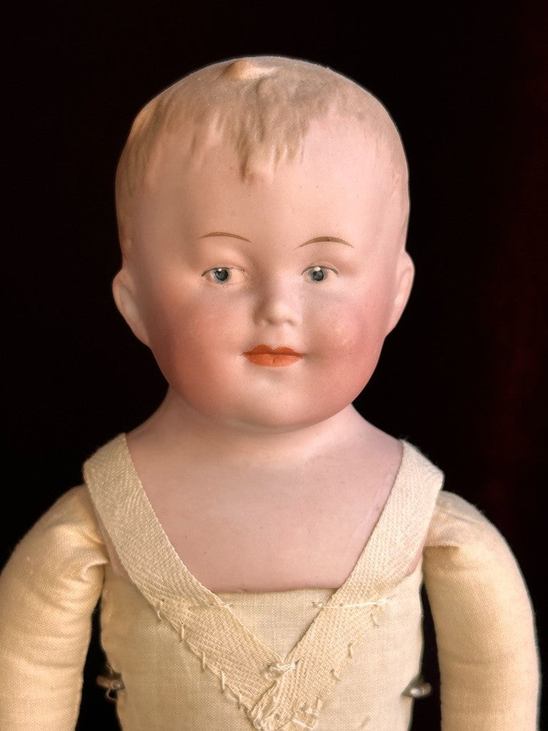 Antique German 12.5” Gebruder Heubach 8724 Bisque Head Character Boy Doll