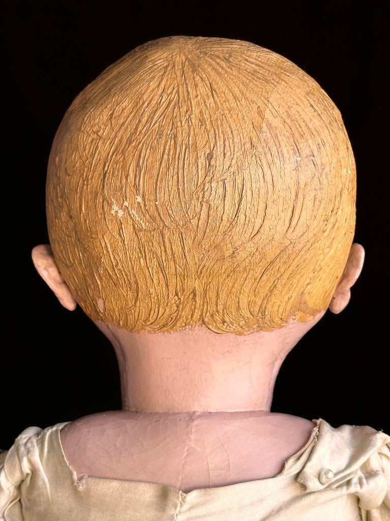 Huge Antique American Martha Chase 28" Oil Painted Cloth Toddler Doll