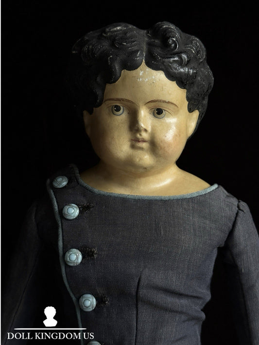 Antique German 20.5” Papier Mache Shoulder Head Cloth Body Doll