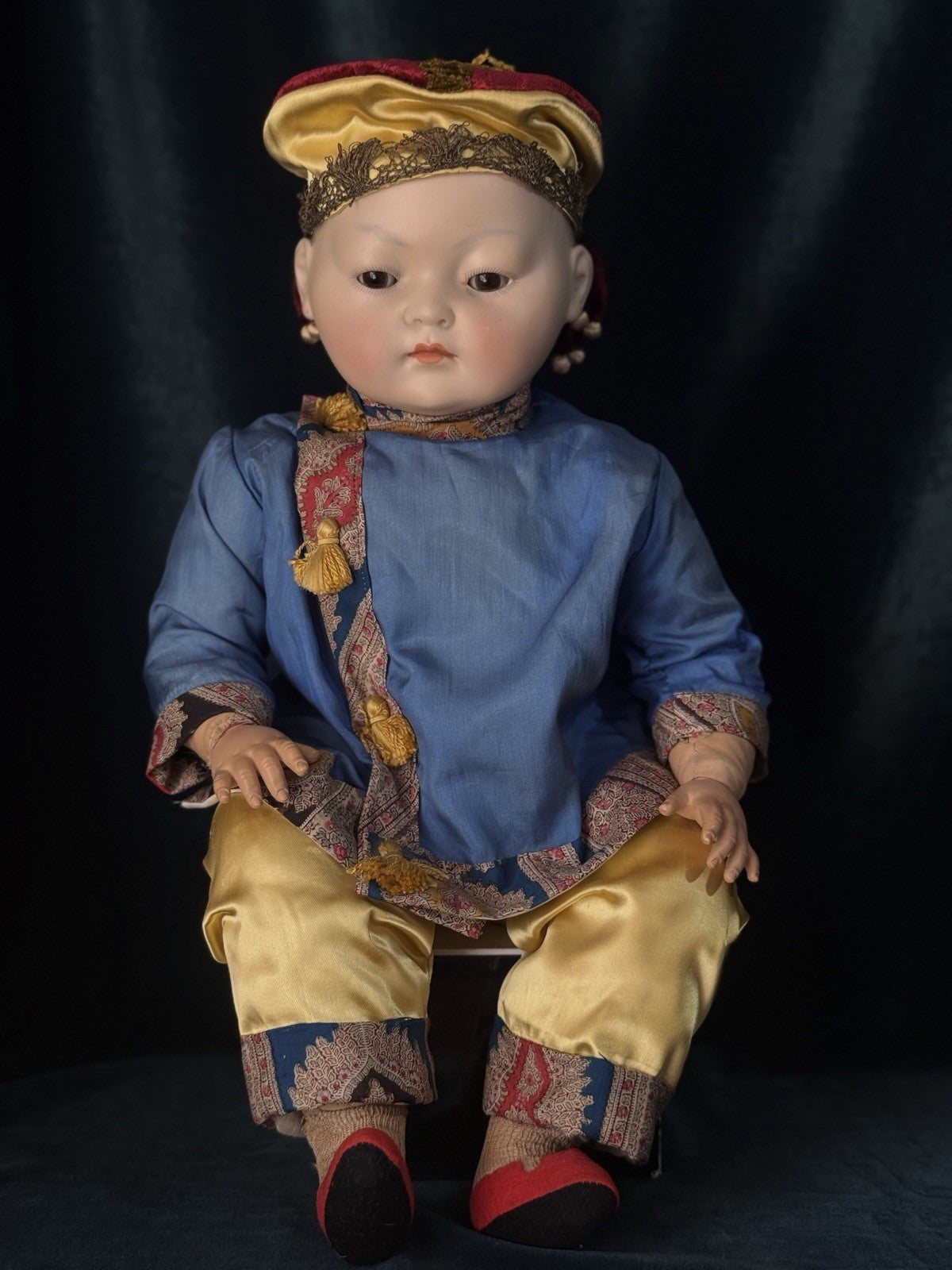 Rare Large 20” German Bisque Portrait of Asian Child by Theodor Recknagel