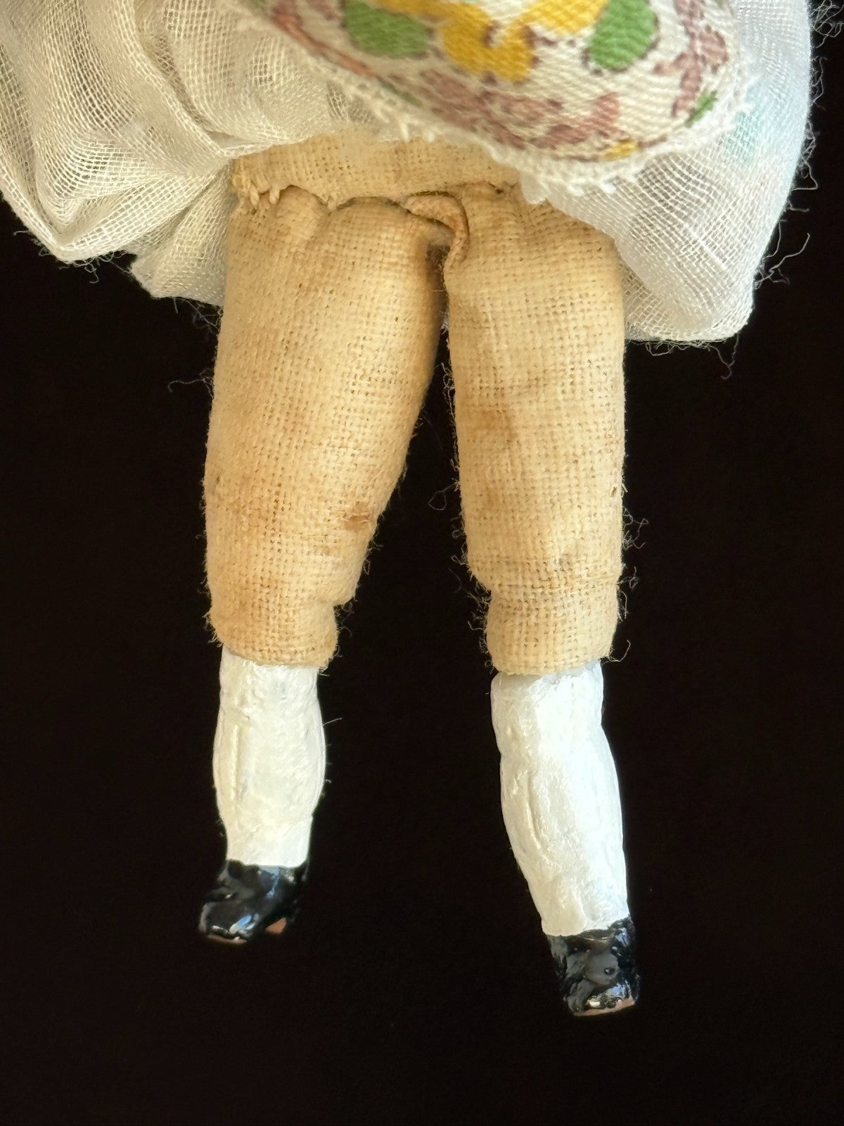 Antique German 3.75"-4.5” Bisque Cloth Miniature Dollhouse China Doll