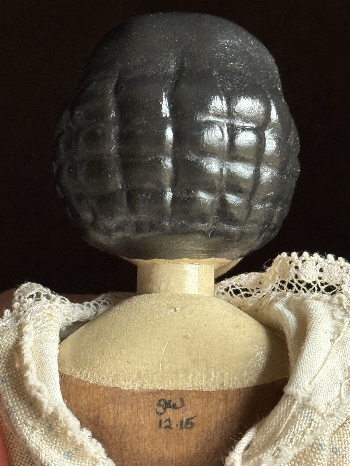 Collectible Handcarved 6.5" Wooden Hitty Girl Doll By Artist Gail Wilson