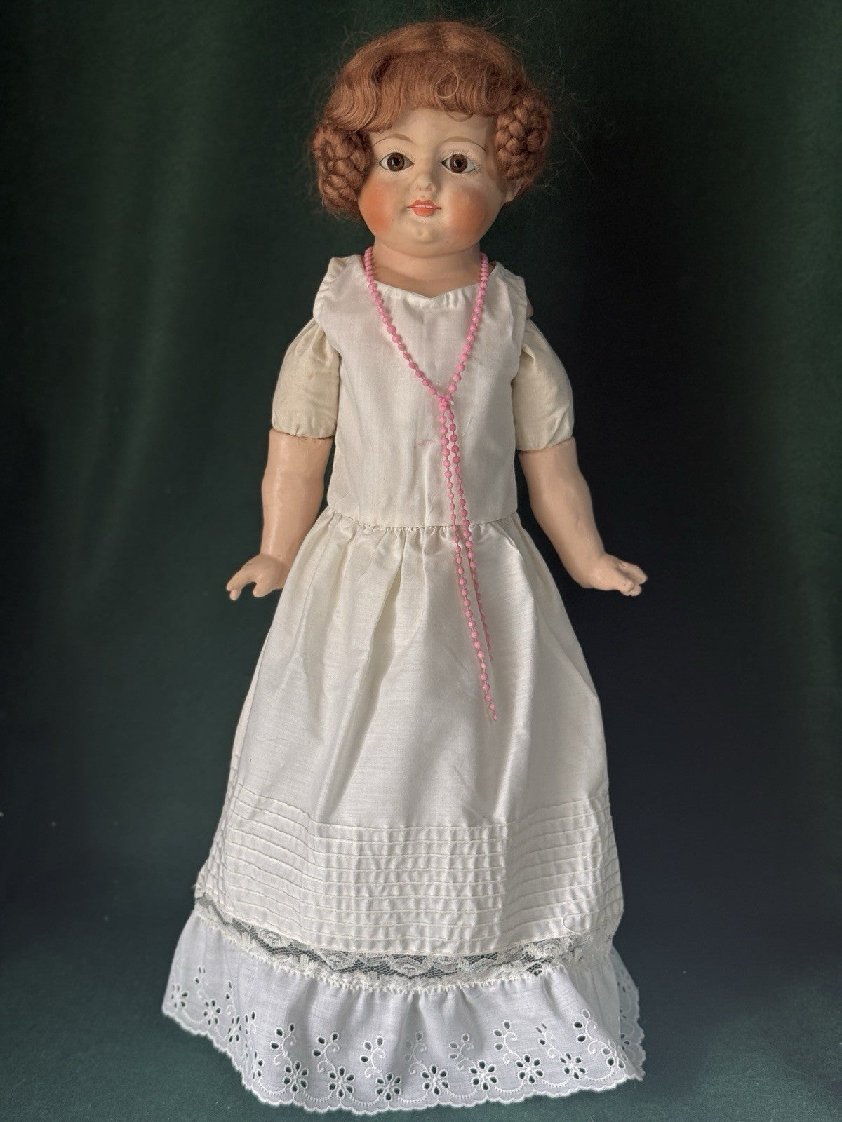 Antique German Paper Mache 24” Doll with Glass Eyes