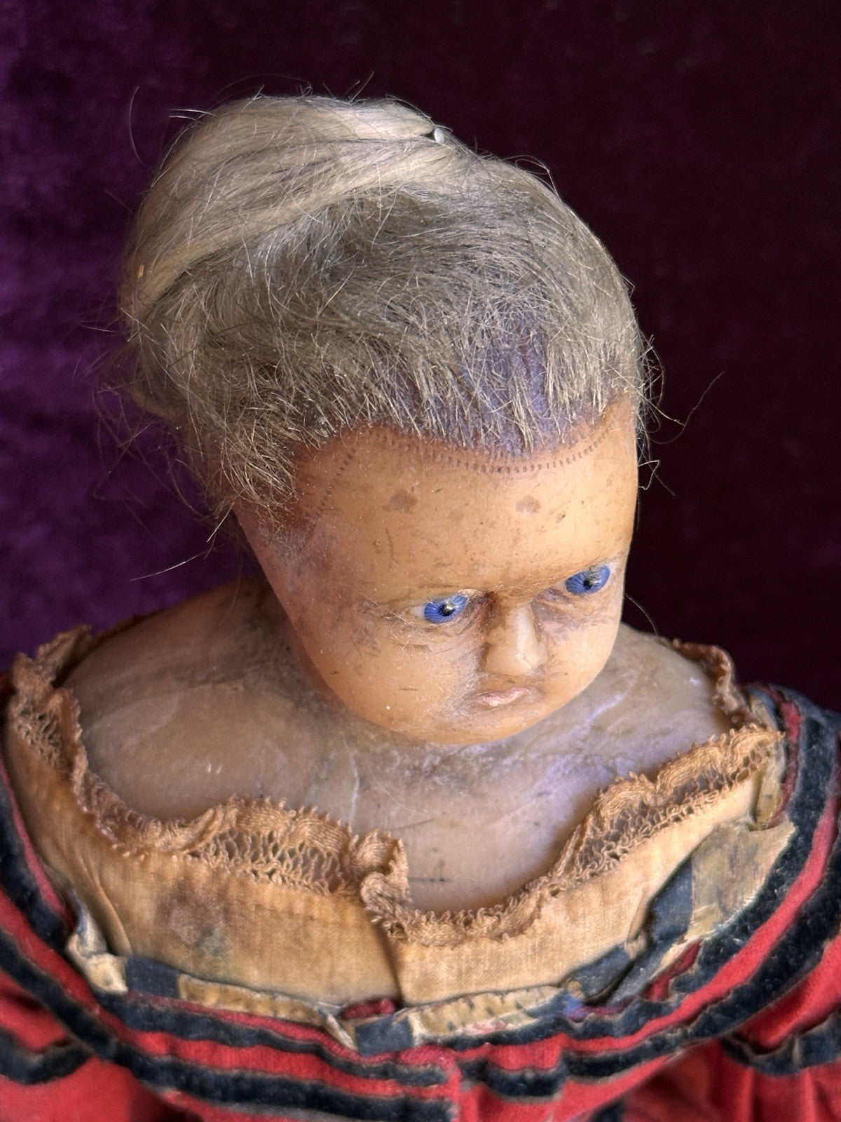 Early Antique English Pierotti 13.5” Wax Fashion Doll