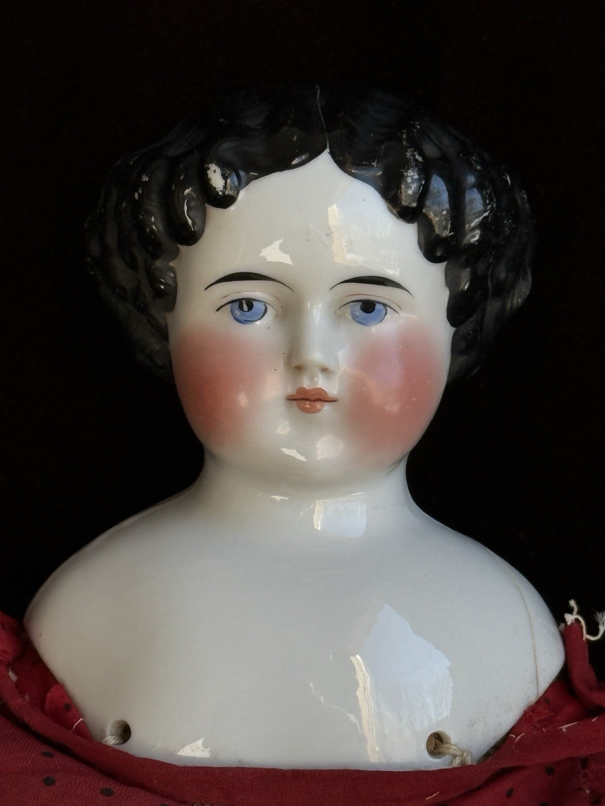 Antique German 19” Flat Top Highbrow China Shoulder Head Doll