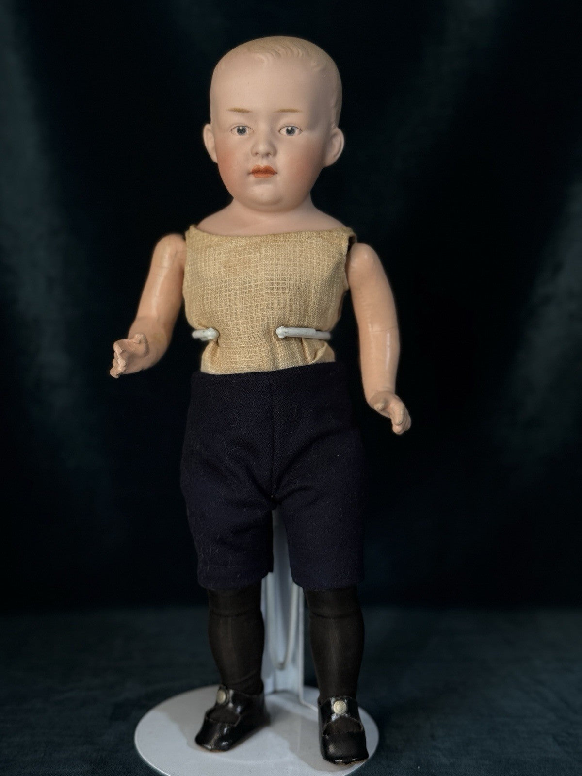 Antique German Gebruder Heubach Bisque Head Composition Body Boy 12” Doll