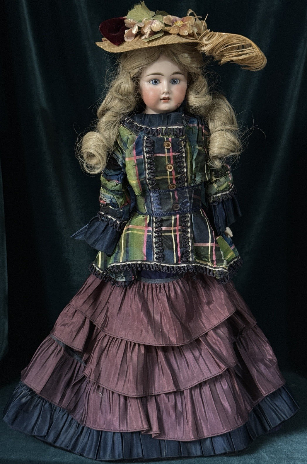 Unidentified Mold 21 7 Dep Antique German 20” Doll Bisque Head Leather Kid Body