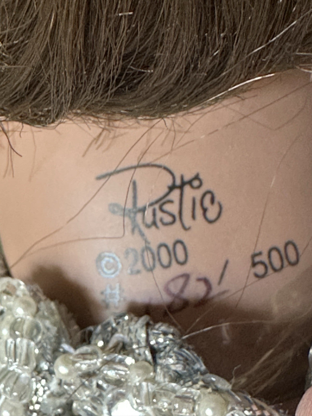 Collectible 26” Porcelain Doll “Pink Shiffon” by Rustie LE 500 Tag/ COA/Stand