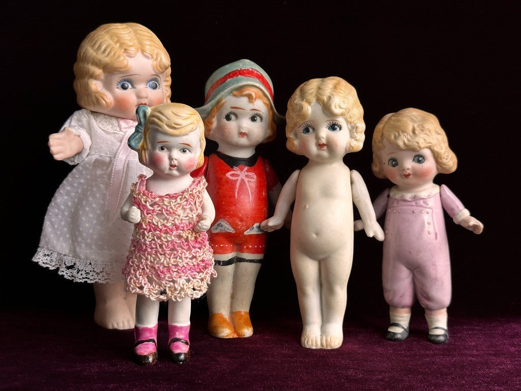Lot of 5 Antique All Bisque Frozen Charlotte Dolls Made in Japan