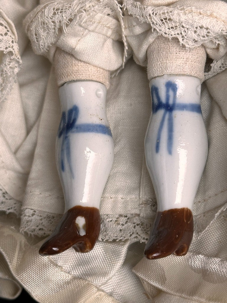 Antique German 12" Lowbrow China Shoulder Head Bride Doll