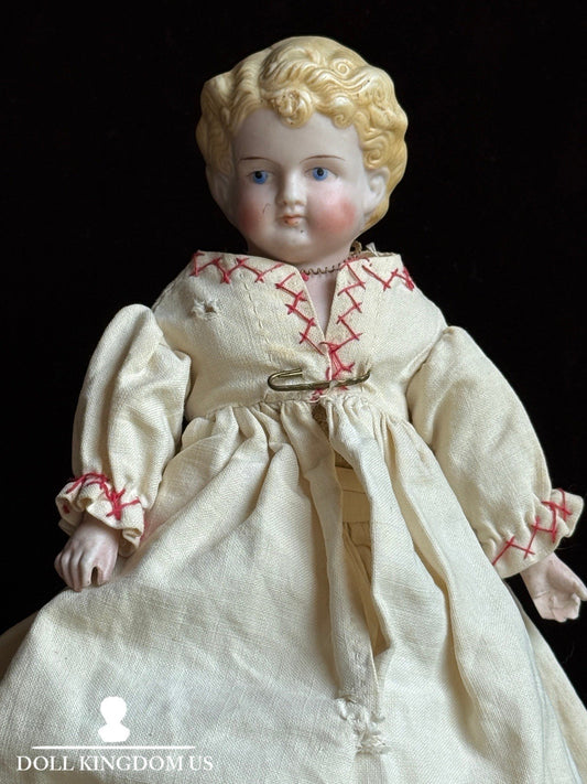Antique German 10.5” Parian Bisque Head China Doll