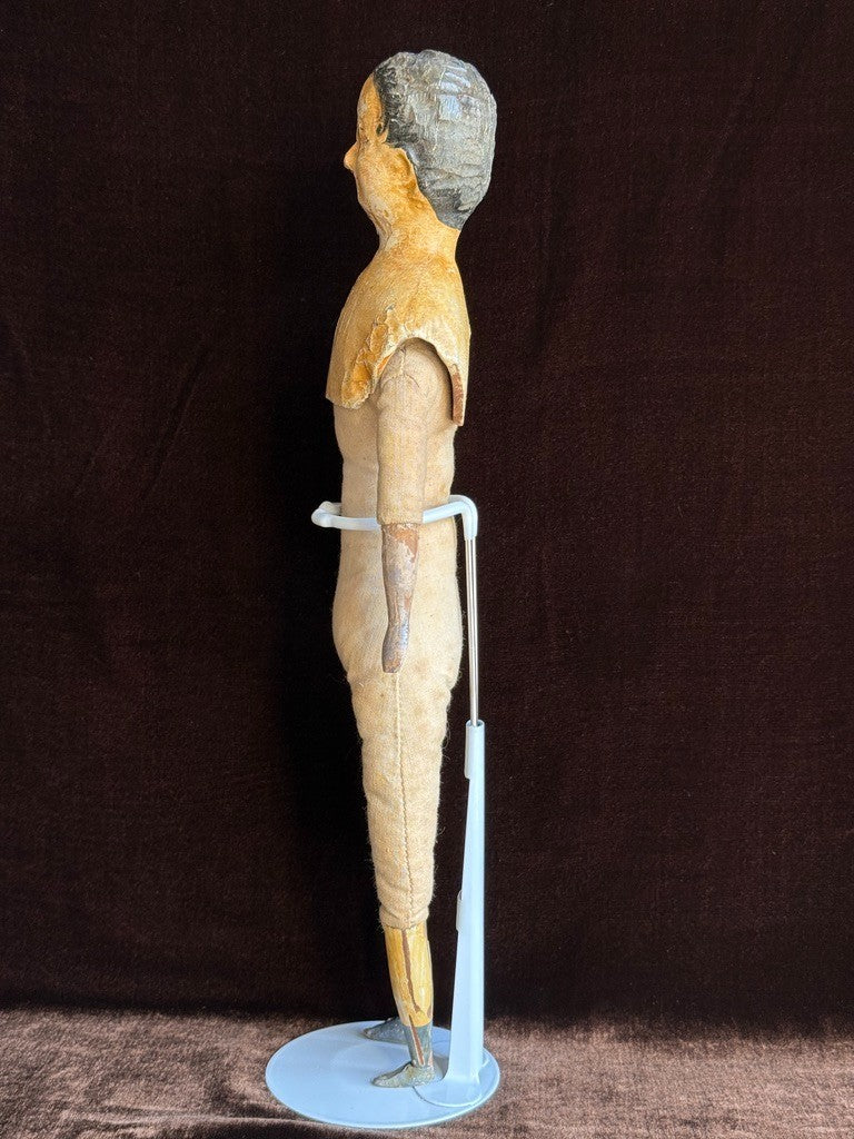 Early Antique English / German (?) Primitive 15" Carved Wooden Doll