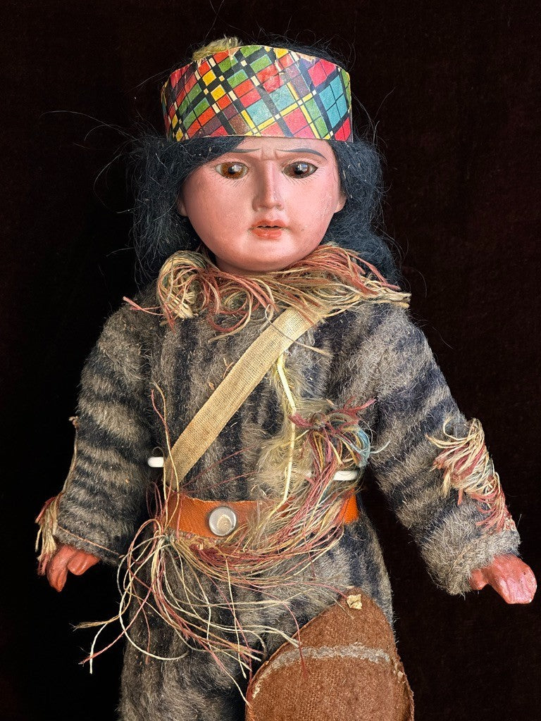 Antique German 13” Armand Marseille Native American Indian Bisque Head Doll