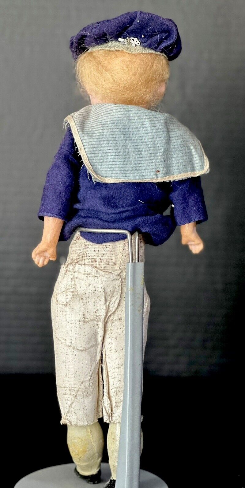 Antique German Papier Mache 13” Doll with Glass Eyes