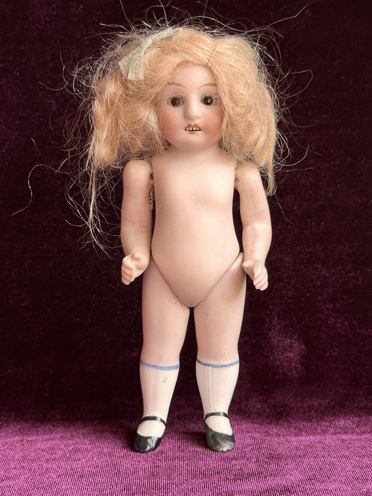 Antique German 6” All Bisque Mignonette Doll