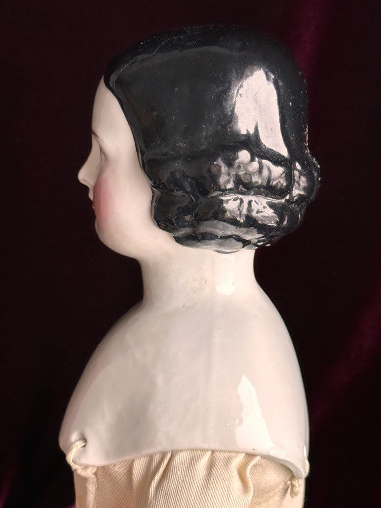 Large Antique German 27” Flat Top Highbrow China Shoulder Head Doll
