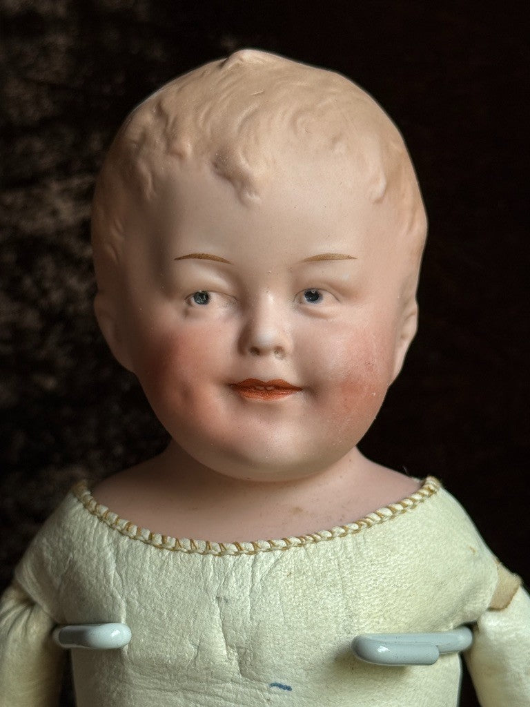 Antique German 12” Gebruder Heubach Bisque Shoulder Head Character Boy Doll
