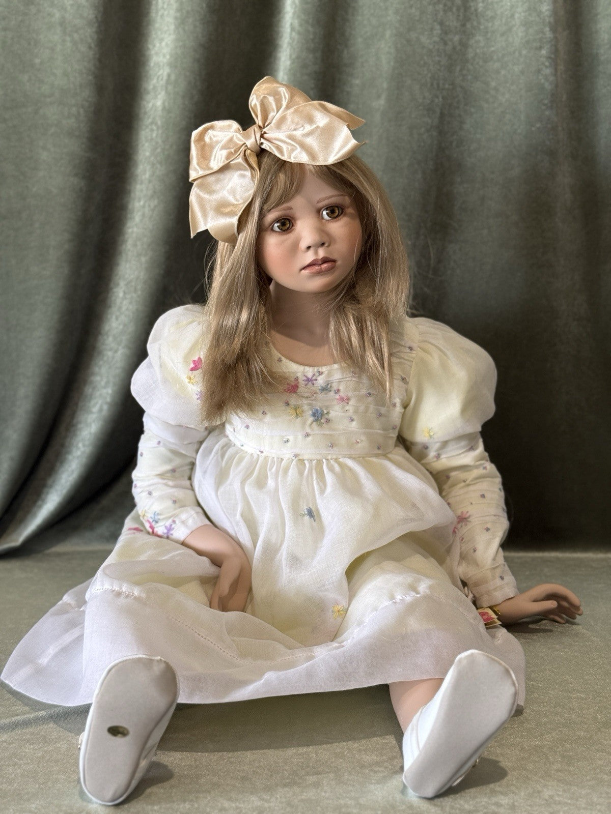 Collectible Porcelain 36” Doll “Bianca” by Christine Orange Tag