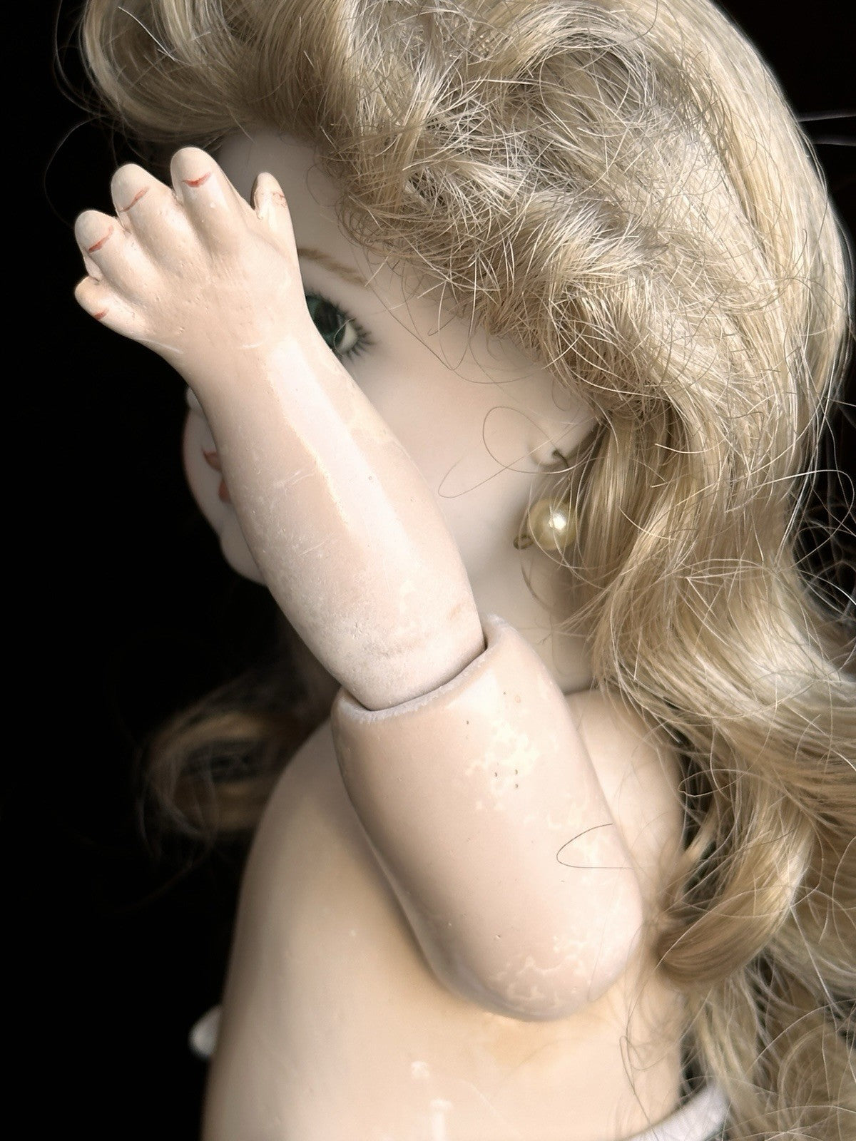 Vintage 12.5” Porcelain Comp Reproduction of Antique French Andre Thuillier Doll