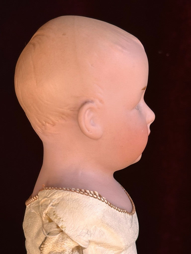 Antique German 14” Gebruder Heubach Pouty Bisque Shoulder Head Boy Doll