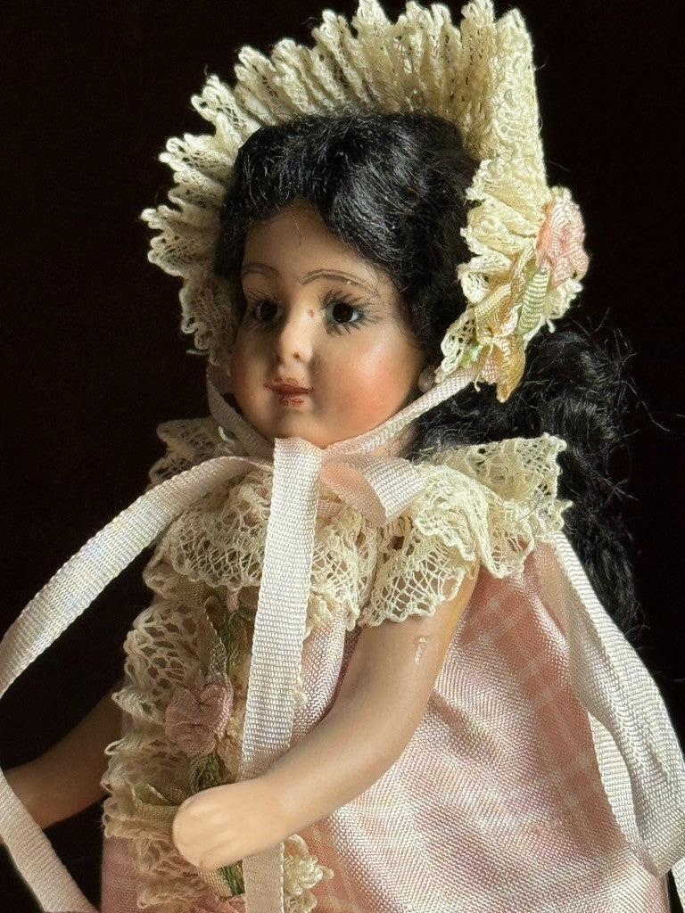 Miniature Cathy Hansen 4” Porcelain Repro of Antique French Mignonette Doll