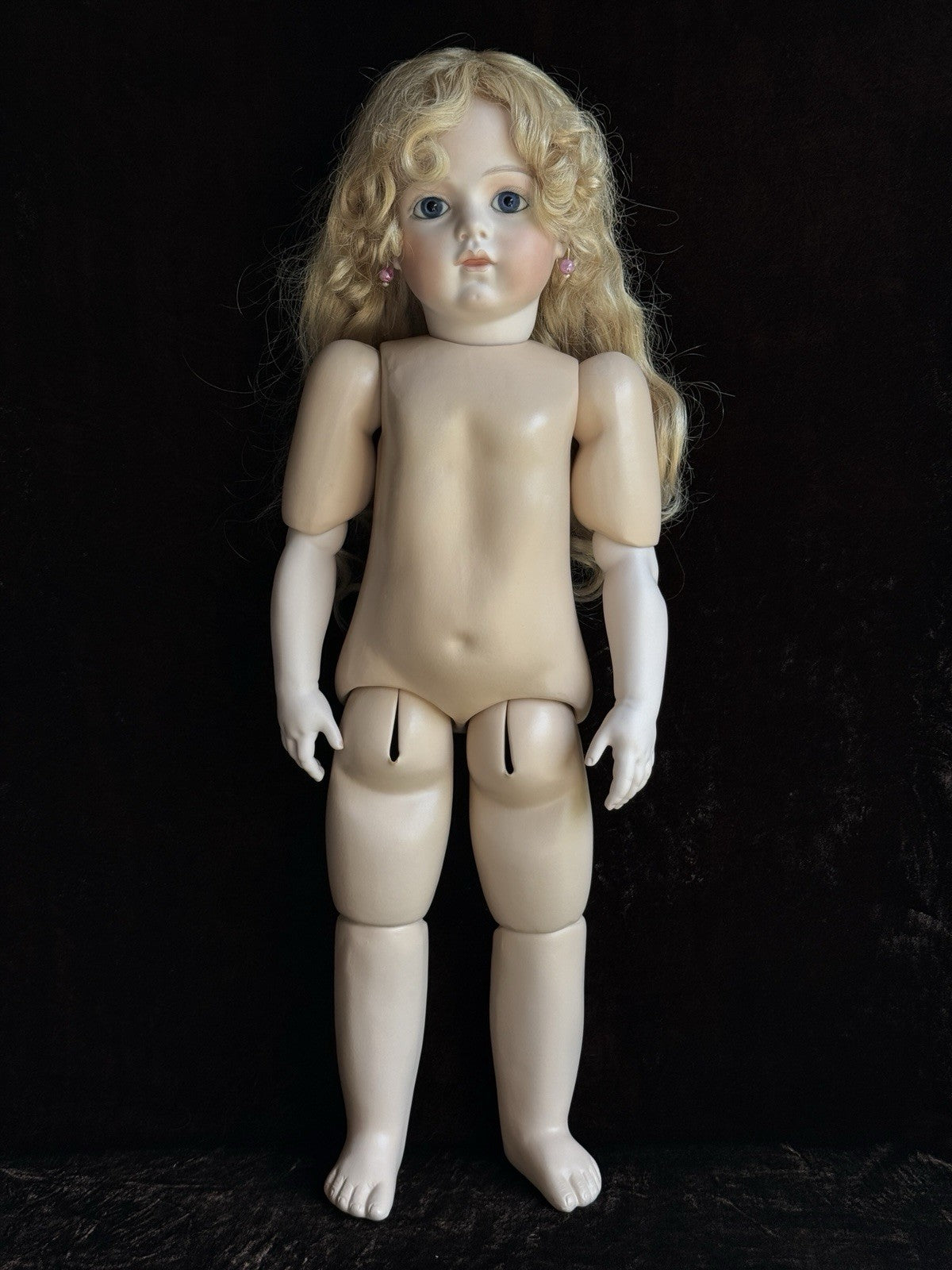 Vintage Large Porcelain Compo 27” Reproduction of Antique French Bru Jne Doll