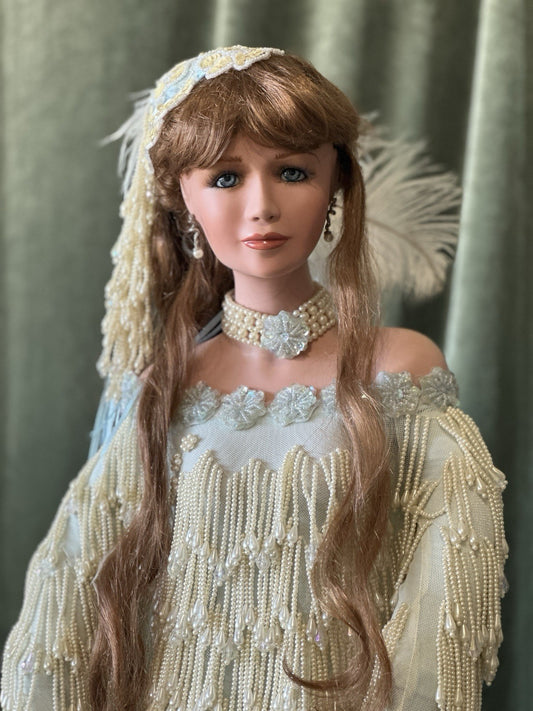 Collectible 36” Porcelain Doll “Tranquility” by Rustie LE 300 Tag/ COA/Stand