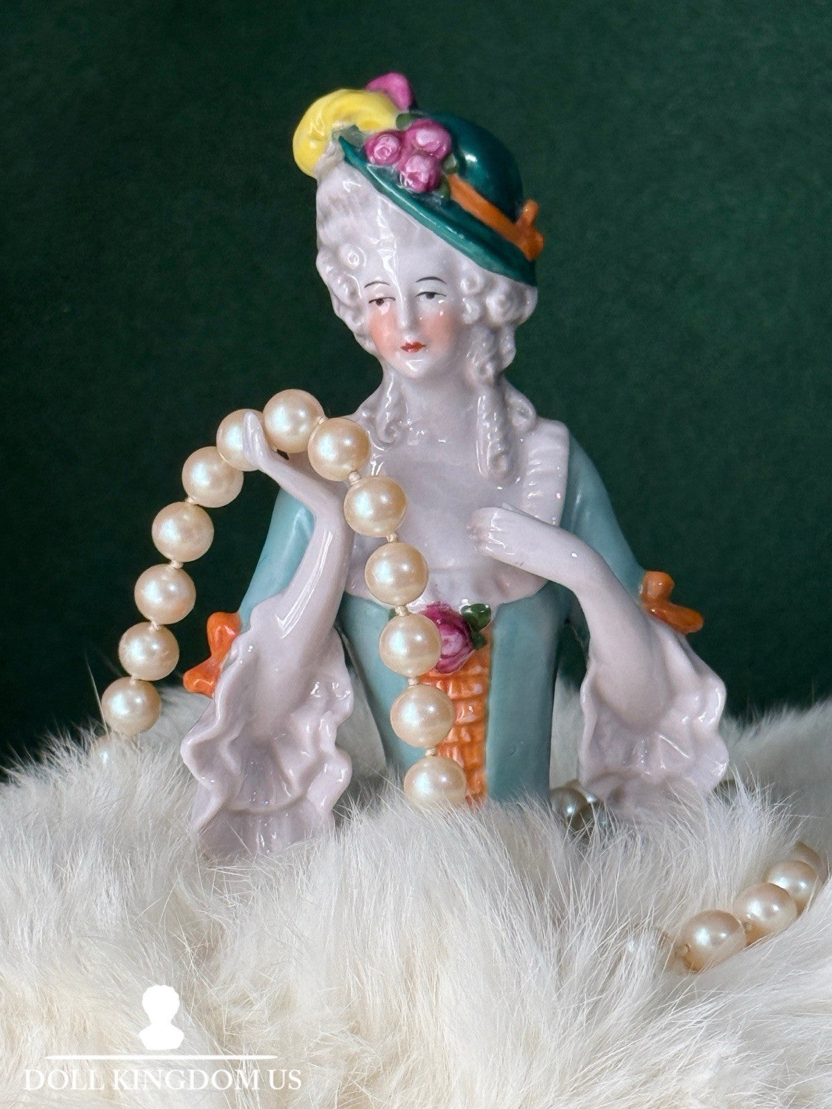 Porcelain German 13681 Half Doll 4.5” Figurine Arms Away