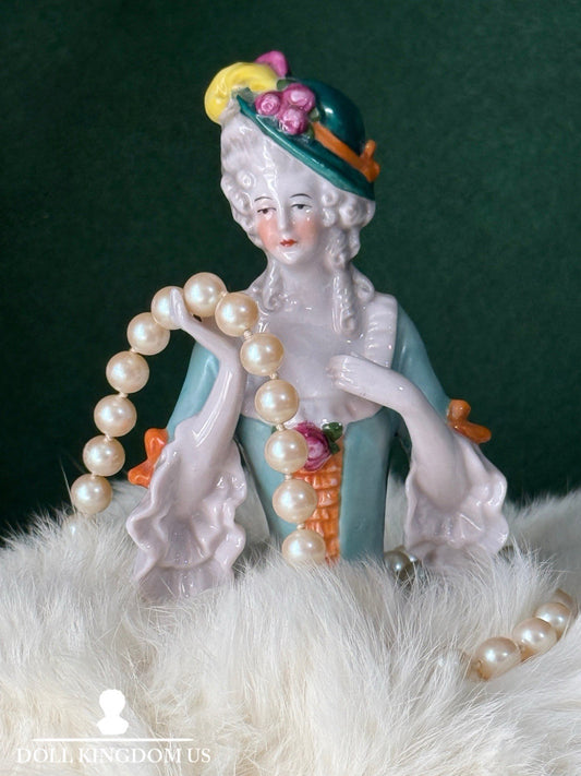 Porcelain German 13681 Half Doll 4.5” Figurine Arms Away