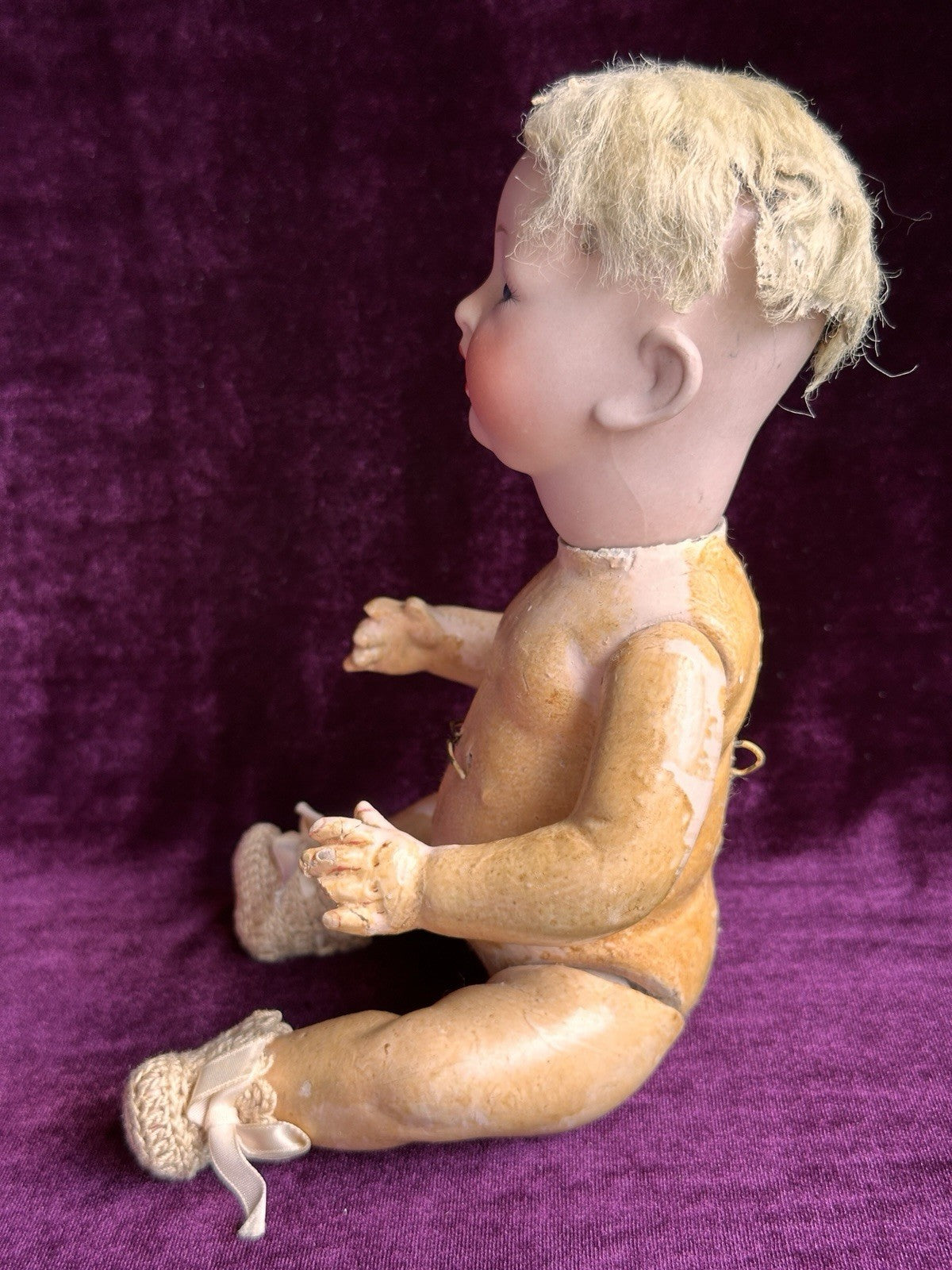 Rare Antique German 10.5” Hertel Schwab Bisque Head Baby Doll