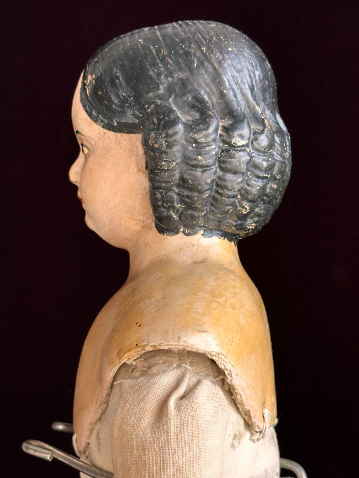 Antique American 26” Greiner Papier Mache Exposed Ears Doll