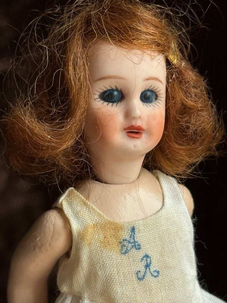 Miniature 4.5" Porcelain Composition Reproduction Antique French Dollhouse Doll