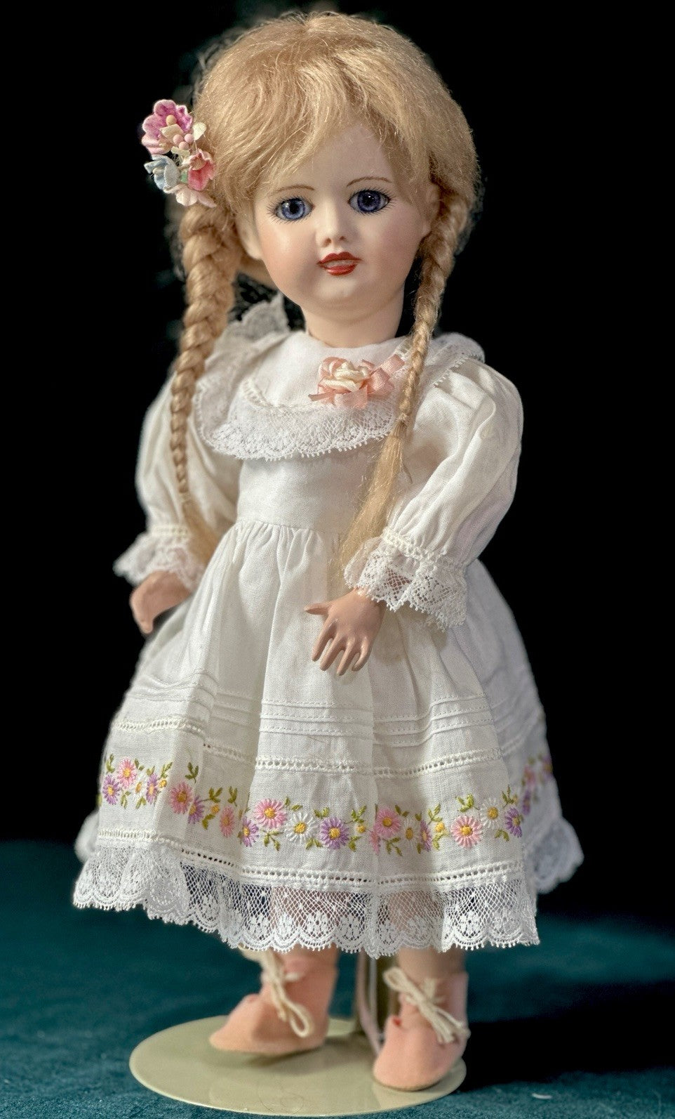 Porcelain/Composition 11” Reproduction of Antique French Bleuette Doll Blonde