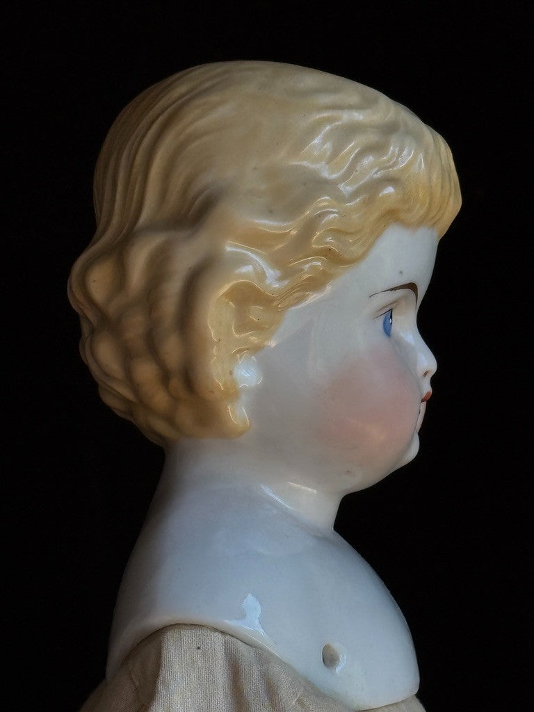 Antique German 21.5” Highland Mary Blonde China Doll