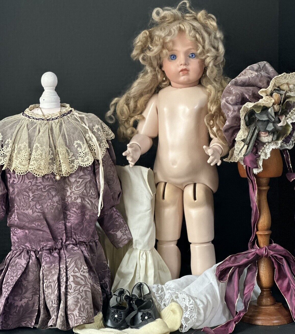 Collectible Artist Reproduction Of Bru Jne 19” Doll Porcelain Head Seeley Body