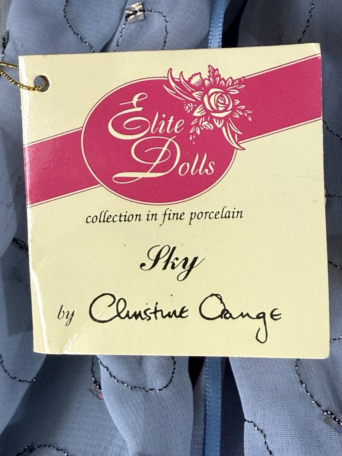 Collectible Porcelain 27” Doll “Sky” by Christine Orange Tag