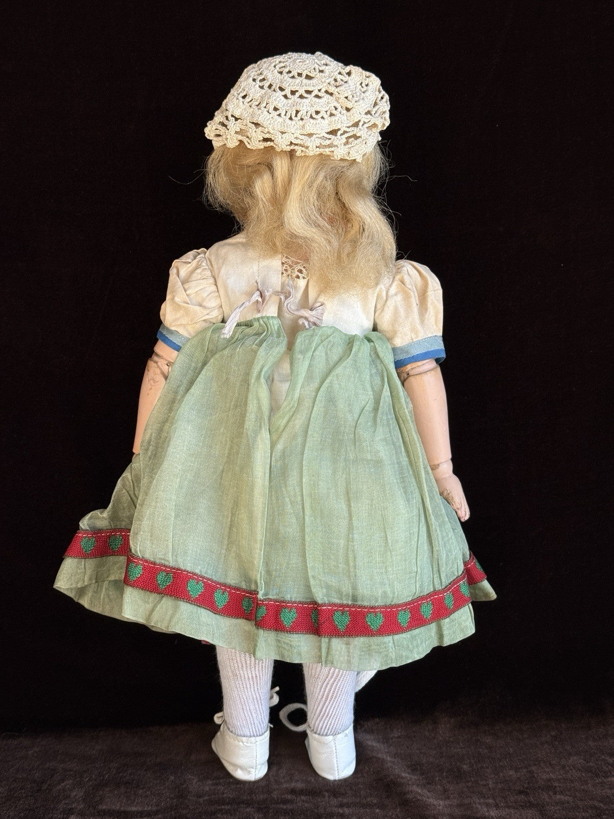 Antique 14.5” American Schoenhut Wood Carved Spring Jointed Character Doll