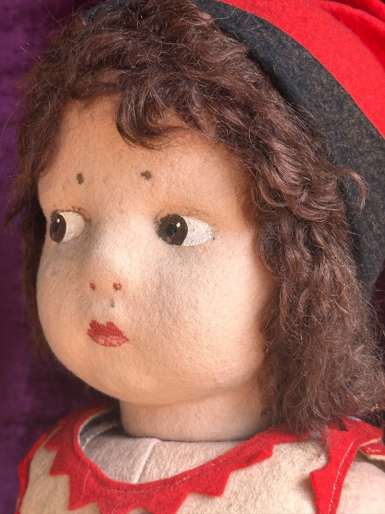 Vintage Italian 20” Early Lenci 109 Felt Cloth Doll