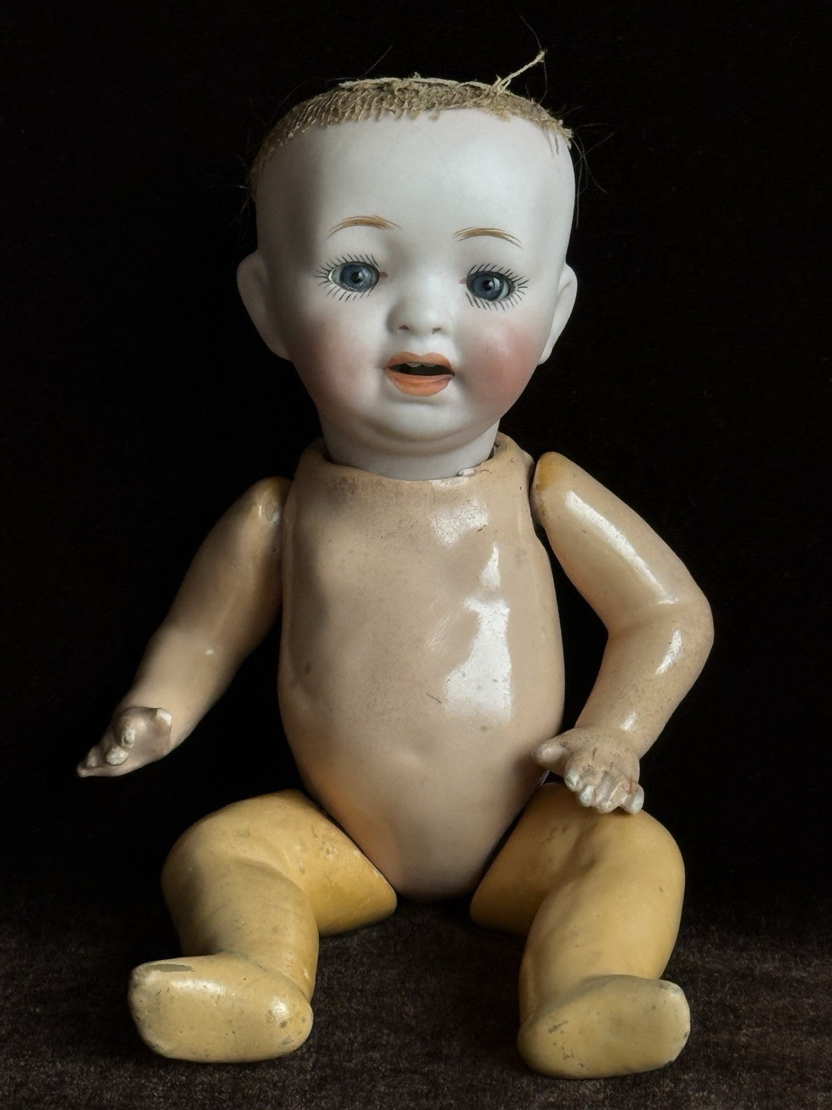 2 Miniature German/Japan Bisque Head Babies Kestner and Morimura Brothers Dolls