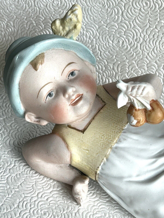 Antique German 9” Gebruder Heubach Bisque Piano Baby Figurine