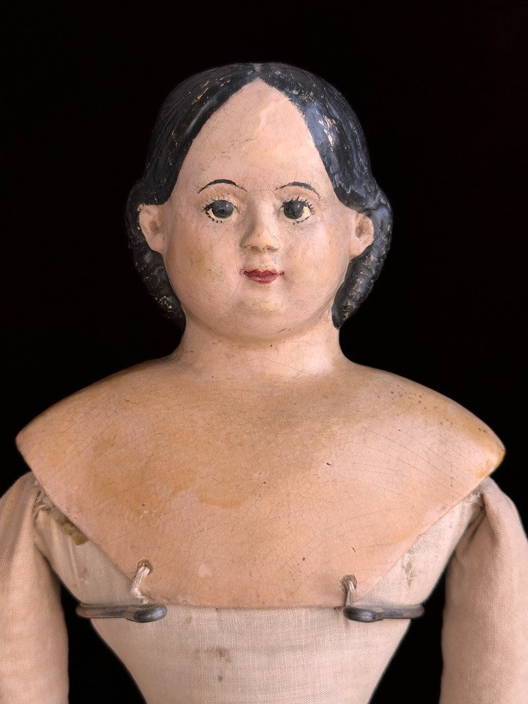 Antique American 26” Greiner Papier Mache Exposed Ears Doll