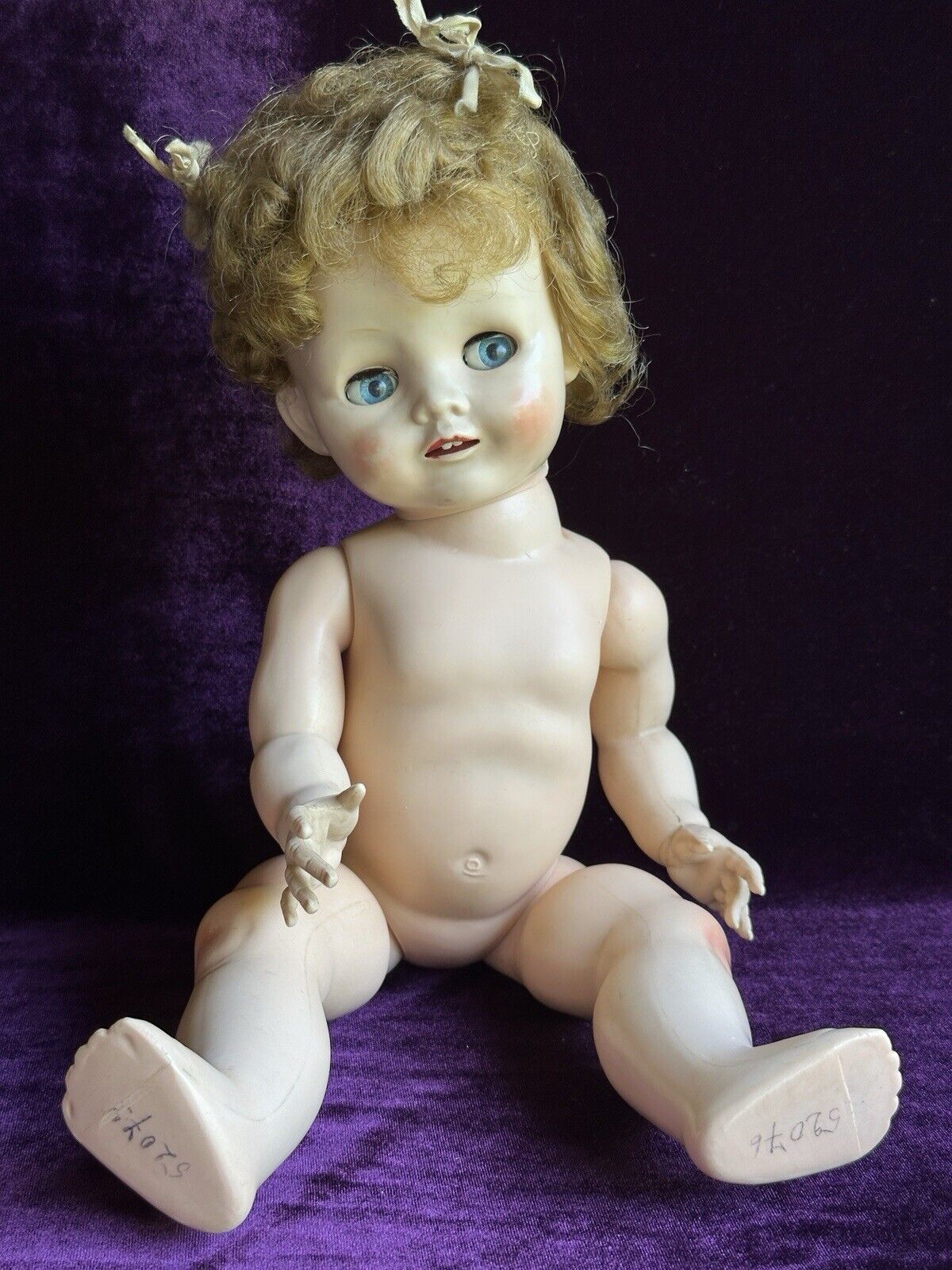Vintage Plastic 16” Pedigree Made in England Flirty Eyes Toddler Doll