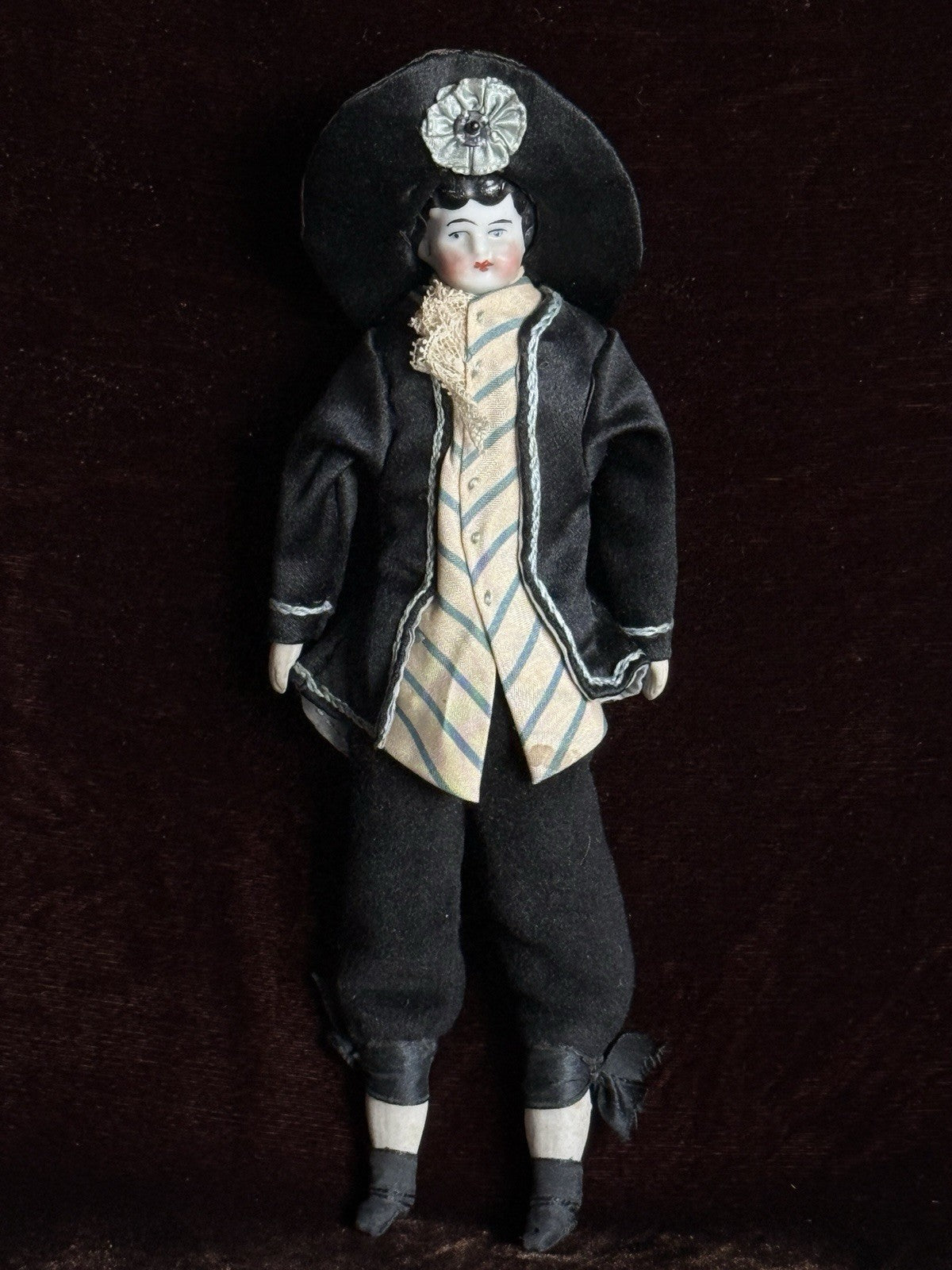 Antique German 8” Male Low Brow China Head Doll